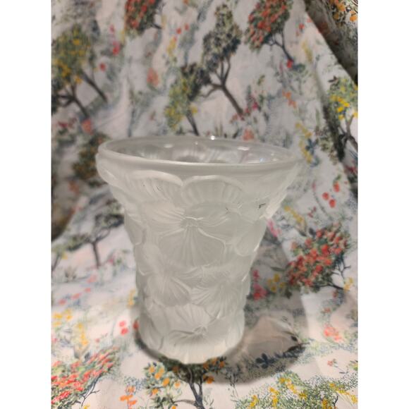 VTG Frosted Pansy Vase Barolac Josef Inwald Czech Art Glass 1930’s Bohemian